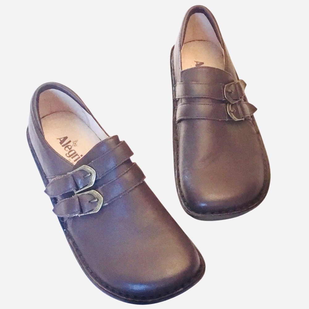 ALEGRIA Alli Cacao Brown Leather Comfort Clog Causal Walker Size-EU40/9-9.5
